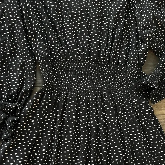 saint+sofia Black and White Dotted Midi Dress - Picture 3 of 5